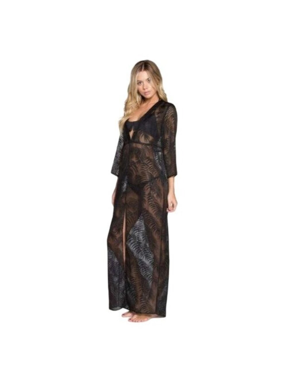 Tavik Black Palm Print Cover Up Dress